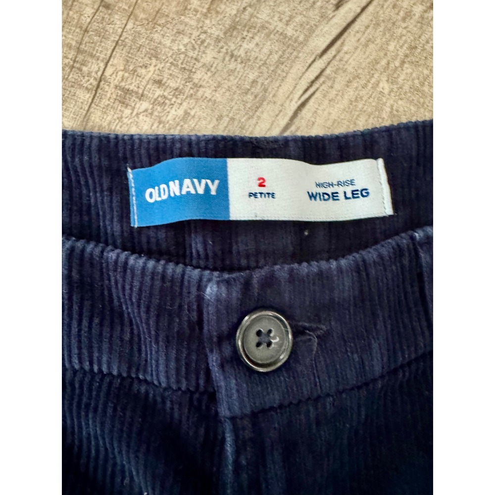 Old Navy High-Rise Wide Leg Corduroy Pants Navy Blue Womens Size 2 Petite - Picture 6 of 11